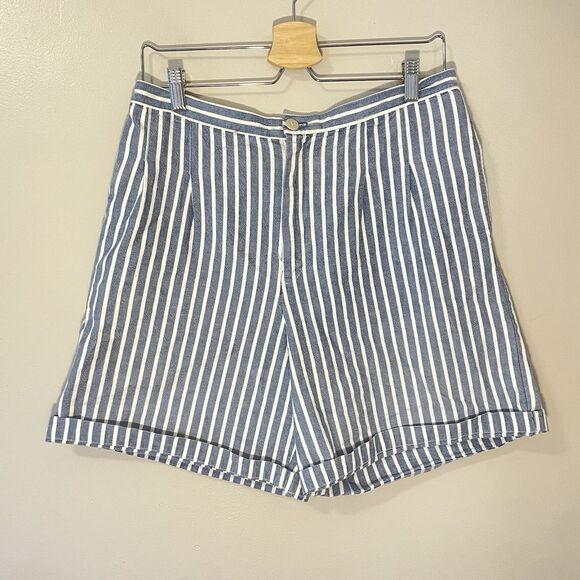 Vintage Ralph Lauren Striped Shorts Preppy Made In USA Pleated - Picture 1 of 4